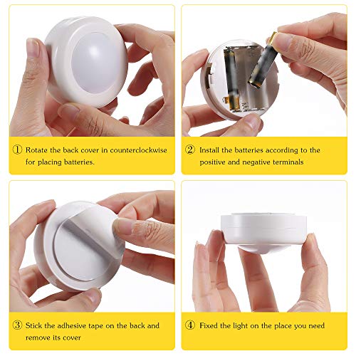 Luz Nocturna Lámpara LED Armario,Tomshine 6PCS Lámpara de Cocina Brillo Adjustable con Pilas con 2 Control Remoto Para Armario Pasillo Vitrina Cocina Garaje