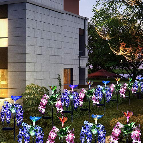 Luz Solar Exterior Jardin Luces 2 PACK Flor LED Solares Para Exteriores Hadas Guirnaldas Luces Exterior Adornos Para Patio Césped Decoración