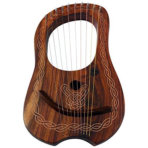 Lyre Harp - 10 picaduras de metal grabadas con diseño de lira y arpa de lira
