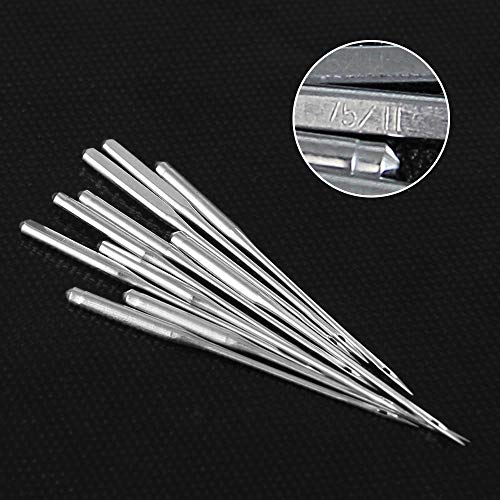 LYTIVAGEN 50Pcs Agujas para Máquina de Coser de Hogar, Agujas Costura de Metal Plateada11/12/14/16/18 con Bolsa de Agujas y 10 Pcs Hilo de Bobina de Máquina de Coser con Caja Plástico Transparente
