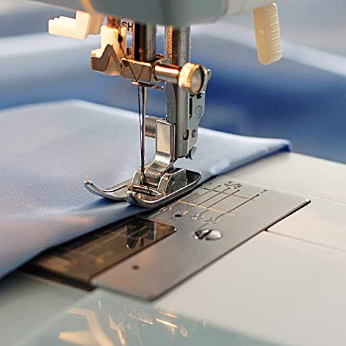LYTIVAGEN 50Pcs Agujas para Máquina de Coser de Hogar, Agujas Costura de Metal Plateada11/12/14/16/18 con Bolsa de Agujas y 10 Pcs Hilo de Bobina de Máquina de Coser con Caja Plástico Transparente
