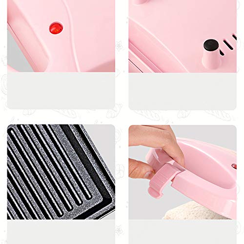 LZ Sandwichera eléctrica de Prensa compacta, Parrilla, gofres, Tortilla, Adecuada para 2-3 Personas, Oficina, Cocina doméstica, sandwichera Placa de Revestimiento Antiadherente, Rosa