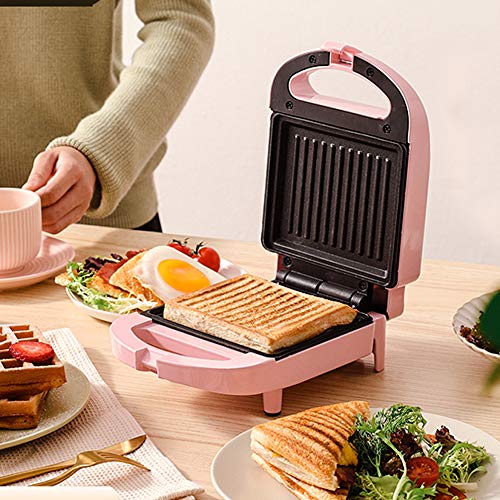 LZ Sandwichera eléctrica de Prensa compacta, Parrilla, gofres, Tortilla, Adecuada para 2-3 Personas, Oficina, Cocina doméstica, sandwichera Placa de Revestimiento Antiadherente, Rosa