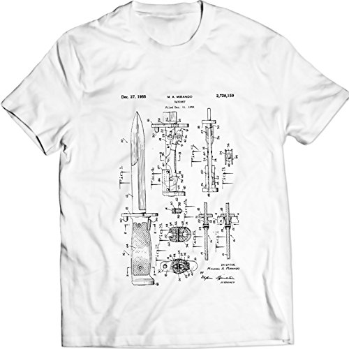 M9 Bayonet Militar Cuchillo Patentare Camiseta (XXL, Blanco)