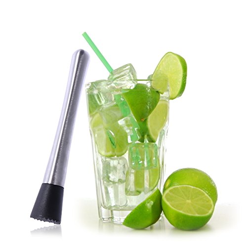 Machacador de cóctel de acero inoxidable, mezclador de vino, triturador de hielo con cabeza de plástico ranurada, de OUNONA
