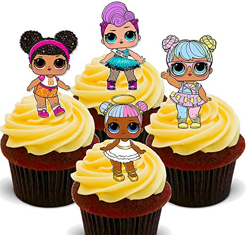 Made4You - Muñecas LOL Surprise, decoración comestible para cupcakes, obleas de pie para decoración de tartas