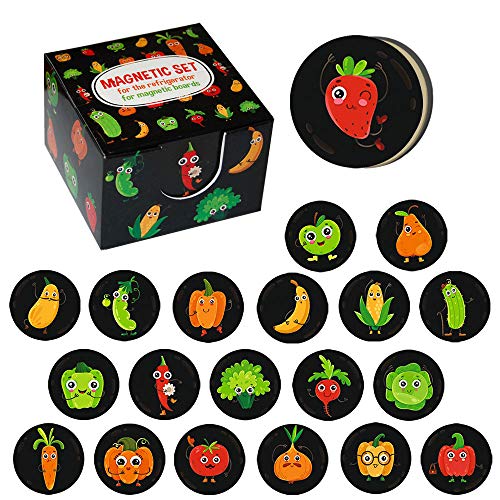 MAGDUM 20 imanes Cocina Refrigerador Frutas&Verduras-Imán de Pizarra,Imán de Nevera,Oficina-Decorativa para Hogar,Cocina,Escuela-Emoji Imán Nevera&Pizarra-Juegos Educativo para niños