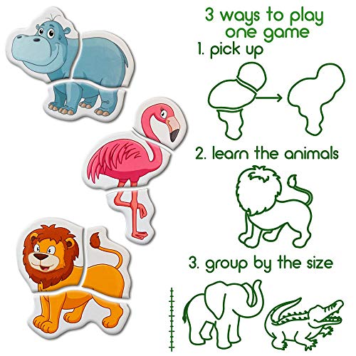 MAGDUM 6 Animales Zoo magnética bebé Puzzles para niños-imanes de Nevera Grandes-Juguetes educativos para niños de 3 años-imanes magnéticos para Aprender y desarrollar-Teatro Magnético
