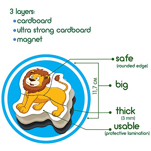 MAGDUM 6 Animales Zoo magnética bebé Puzzles para niños-imanes de Nevera Grandes-Juguetes educativos para niños de 3 años-imanes magnéticos para Aprender y desarrollar-Teatro Magnético