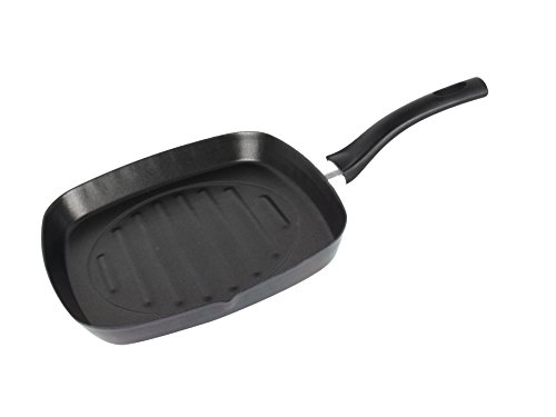 Magefesa Asador Cuadrado para cocina, sarten diametro 28 cm, color efecto espejo, válido inducción.