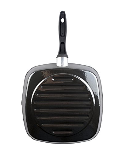 Magefesa Asador Cuadrado para cocina, sarten diametro 28 cm, color efecto espejo, válido inducción.