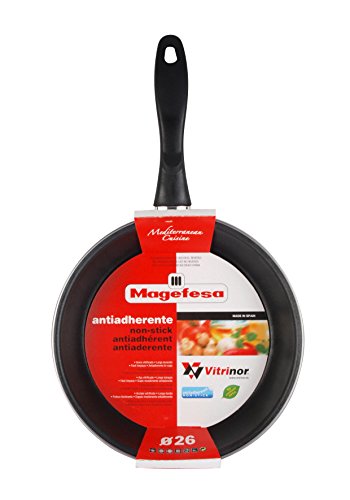 Magefesa Black Sartén 18 cm de acero esmaltado, antiadherente bicapa reforzado, color negro exterior. Apto para todo tipo de cocinas, incluida inducción.