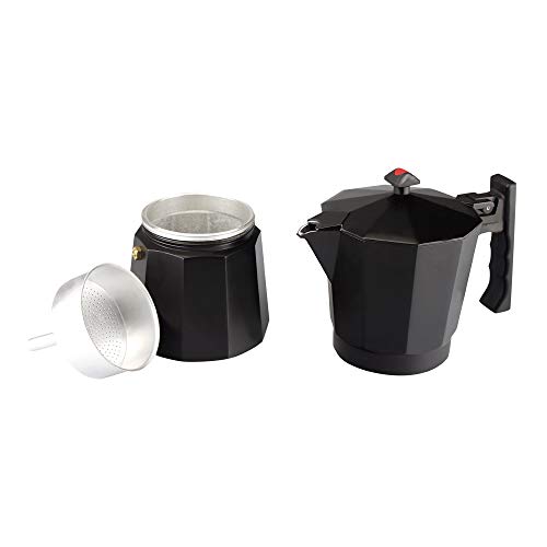 MAGEFESA Colombia – La cafetera MAGEFESA Colombia está Fabricada en Aluminio Extra Grueso. Pomo y Mangos ergonómicos de bakelita Toque Frio. (Negro, 9 Tazas)