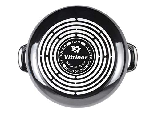 Magefesa Glass Olla 20 cm de Acero esmaltado con Tapa, Antiadherente Bicapa Reforzado, Color Efecto Espejo. Apto para Todo Tipo de cocinas, incluida Inducción, Negro cristal