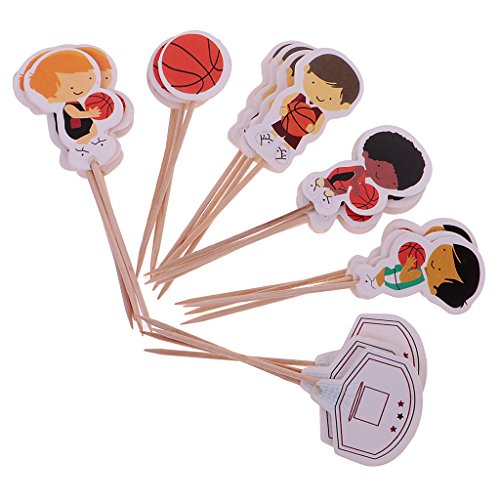 MagiDeal 24pcs Topper de Torta Forma de Chicos de Baloncesto/Fútbol Decoración de Pastel de Celebración de Victoria de Equipo Accesorio de Panadería - Baloncesto