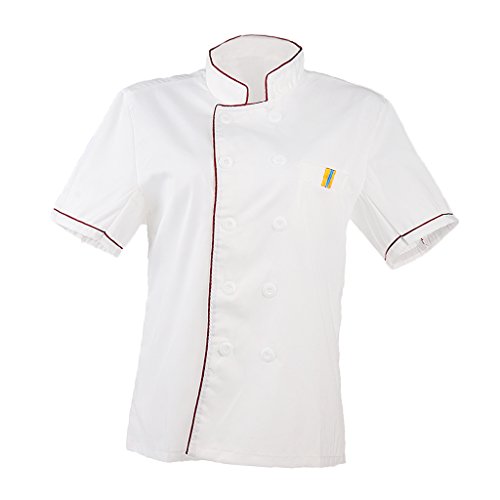 MagiDeal Chaqueta de Cocina Cocinero Hombre Mujer de Algodón Ropa Trabajo Hotel Duradero Confortable - rojo, METRO
