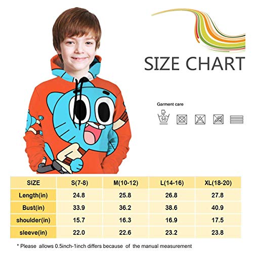 maichengxuan The Amazing World of Gumball Casual Boys Girls 3D Print Casual Pullover Hoodies Sweatshirts Tops Blouse Black