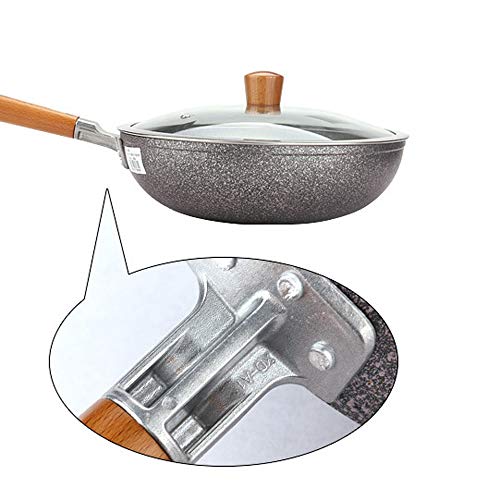 Maifan Stone Wok - Sartén doméstica - Sartén Natural/sin Humos/Antiadherente - Estufa de Gas/Cocina de inducción General -30cm