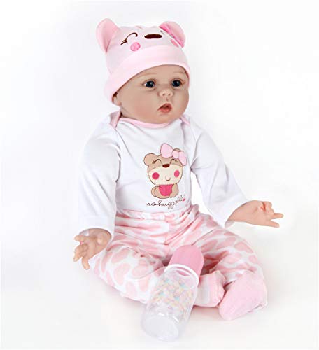MAIHAO Realista Muñecas bebé Reborn Baby Doll Vinyl Silicona Niña Boca Magnética Real Lifelike Toddler Bebé 22 Pulgadas 55 cm