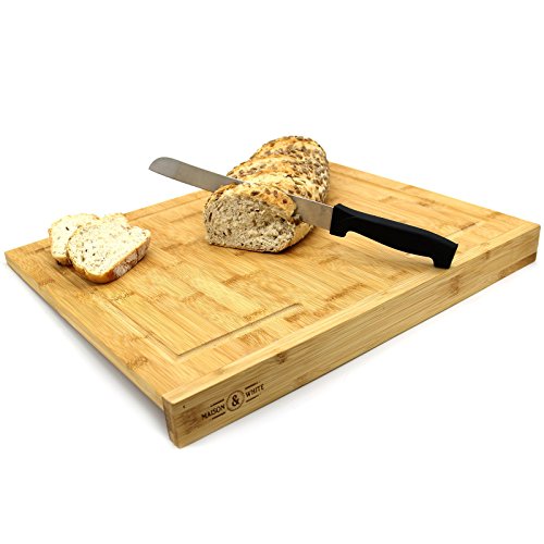 Maison & White Tabla de cortar de bambú de borde contrario | Asegurar tabla de cortar de madera de cocina | 100% natural, bambú duradero