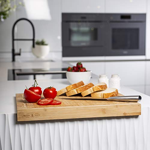 Maison & White Tabla de cortar de bambú de borde contrario | Asegurar tabla de cortar de madera de cocina | 100% natural, bambú duradero