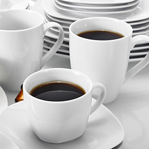 MALACASA, Elisa series, 6 piezas Vajillas de Porcelain Cafe Mug Taza de cafe Juego de Tazas