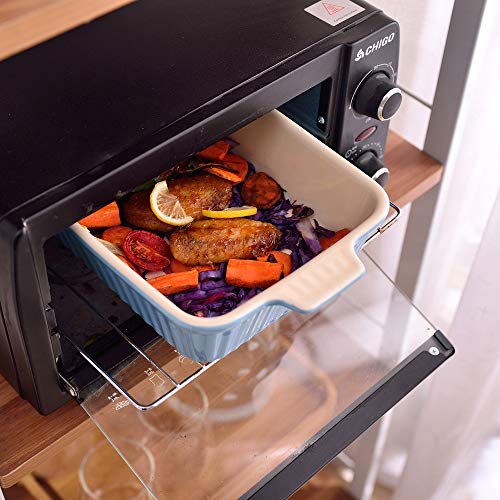 MALACASA, Serie Bake.Bake, Juego de 4 Porcelana Molde Molde Pan Molde Bandeja para Hornear Molde para Horno Forma Plato Plato Hondo en 4 Tamaño Azul