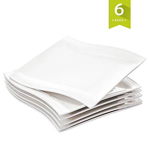 MALACASA serie Flora, Juego de Platos de Cocina 6 piezas (8,25" Porcelana China Crema Blanco Platos de Postre