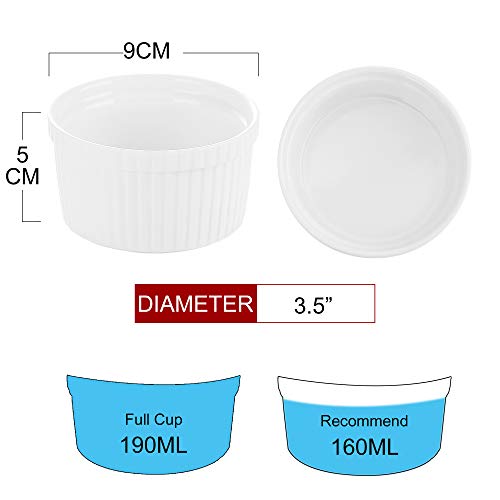 MALACASA, Serie Ramekin.Dish, juego de 6 piezas, forma de paté MINI moldes para paté con forma de torta - moldes de porcelana 9cm Ø forma de pasteles 9 * 9 * 5cm