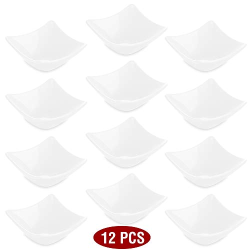 MALACASA, Series Ramekin.Dish, Cuencos Mini Tazones de Postre Porcelana 12 piezas 3"/ 7,5cm / 60ml Cuencos de Fuente Cuencos y Platos para Aperitivos y Salsa, Snack