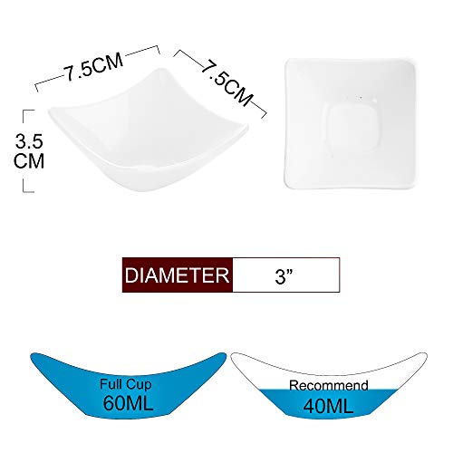 MALACASA, Series Ramekin.Dish, Cuencos Mini Tazones de Postre Porcelana 12 piezas 3"/ 7,5cm / 60ml Cuencos de Fuente Cuencos y Platos para Aperitivos y Salsa, Snack
