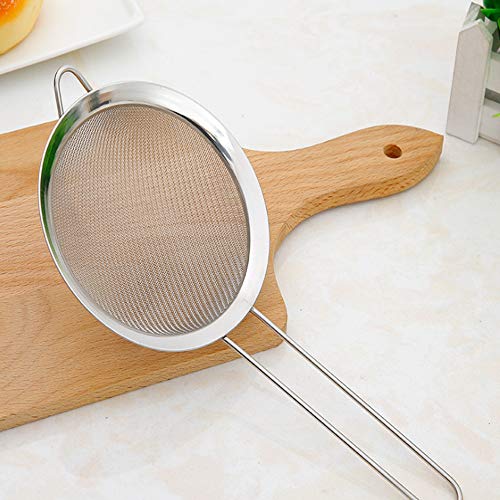 Malla Fina, Juego Tamices Cocina Malla Fina, Colador, Colador de Tamiz Harina, Acero Inoxidable de 8/12/18 cm (Plata)