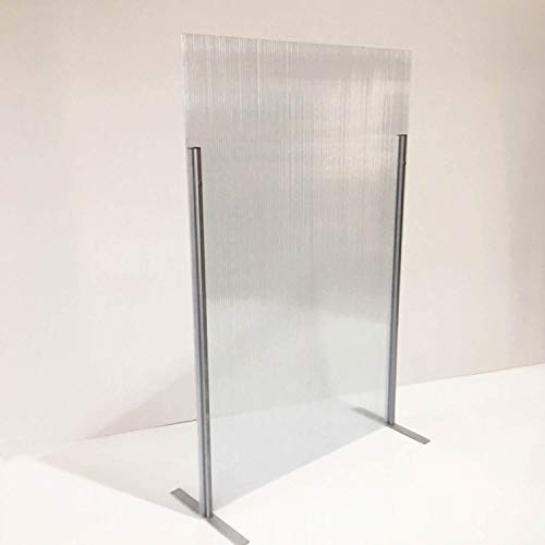 Mampara protección separadora pies gran estabilidad. Pantalla divisoria para suelo. Separación para gimnasios fabricas oficinas puestos de trabajo hostelería comercios. (PEANA METALICA, 50 x 170)