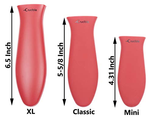Mango de Silicone, Agarra sarten, agarradera de ollas ( Rojo, Grande ) para Sartenes de Hierro Fundido, Sartenes, Freidoras y Parrillas – Agarre de Mango, Cubierta de Mango