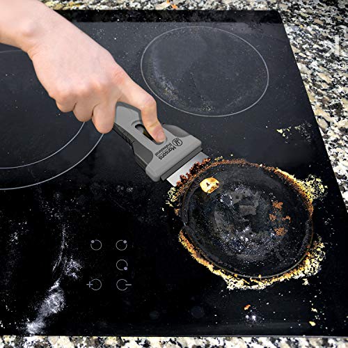 Mansons Rasqueta vitroceramica - Rascador de Vidrio y vitrocerámica - Raspador Especial para Vitro-Cerámicas y Placas de Inducción- con 15 Piezas Acero Cuchillas (Gris)