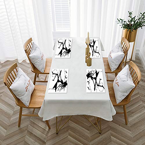 Manteles Individuales Antideslizante Lavables Resistentes al Calor para Cocina,Música, bruja volando en guitarra eléctrica Notas Murc,Hogar, Restaurante, Mesa de Comedor Fácil de Limpiar y Impermeable