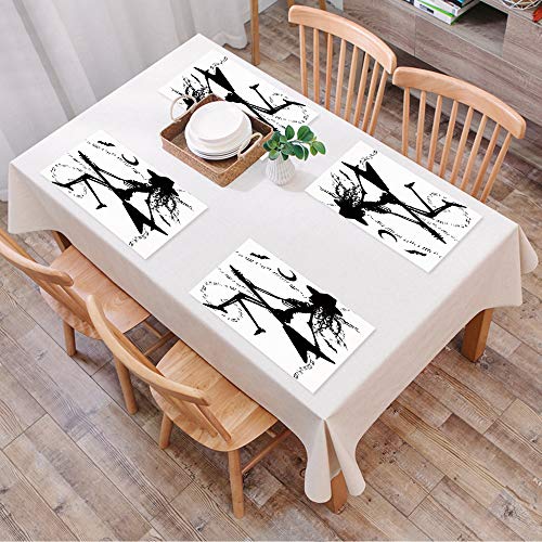 Manteles Individuales Antideslizante Lavables Resistentes al Calor para Cocina,Música, bruja volando en guitarra eléctrica Notas Murc,Hogar, Restaurante, Mesa de Comedor Fácil de Limpiar y Impermeable