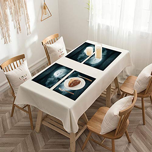 Manteles Individuales Antideslizante Lavables Resistentes al Calor para Cocina,Noche gótica y peligrosa con luna llena nublada y murc,Hogar, Restaurante, Mesa de Comedor Fácil de Limpiar y Impermeable