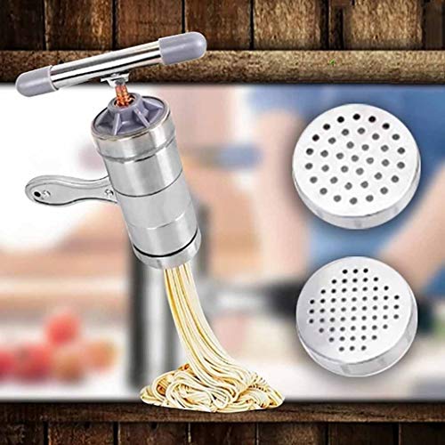 Manual de Acero Inoxidable Noodles Presse máquina de Pasta máquina Multi Cocina Manual Máquina de Pasta máquina de prensar Verduras Frutas exprimidor Zumo máquina de prensar con 2 Noodle Mould