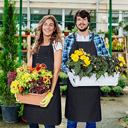 MaoXinTek Delantal Cocina Demin Jean de Trabajo para Hombre y Mujer Camarero, Delantales justable con Bolsillos para Herramientas para Cocinar Cocina, Jardín, Restaurante, Cafetería, Azul Vaquero