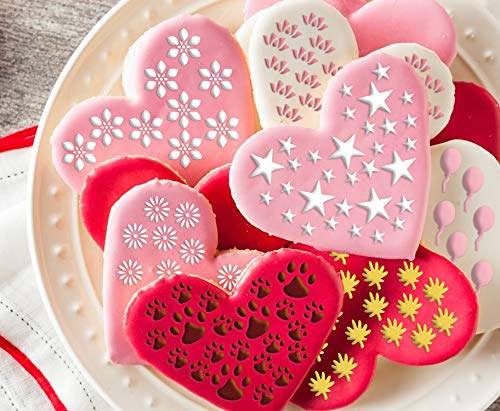 MaoXinTek Plantilla de Galleta Plantillas para Hornear Pasteles Plantilla de Pastel de Hojas Florales para Arte DIY Fiesta de Cumpleaños de Boda, 25 Piezas