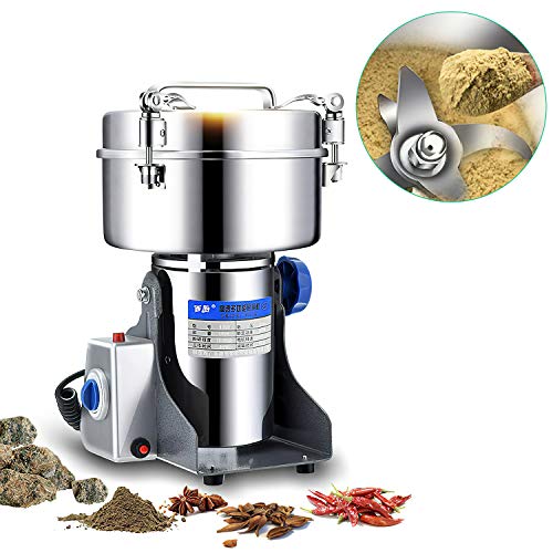 MaquiGra Molino de Cereales Eléctrico Acero Inoxidable Alta Velocidad Potente Motor Molinillo de Maíz Grano Pimienta Trigo Especias Frutos Secos Semillas Uso hogar/Comercial (2000g)