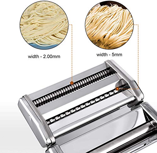 Máquina para hacer pasta manual con manivela, 7 cortes, máquina para pasta fresca, hecha en casa, de acero inoxidable 430 para cinceles, cortadores y cortadores