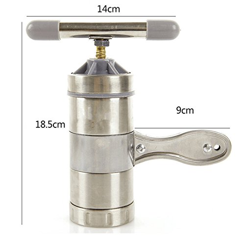Máquinas para Pasta Manuales, MKNZONE Máquina de Pasta de Acero Inoxidable Prensador para Pasta Fresca con 5 Moldes, Para Fideos Caseros, Tagliatelle, Lasaña, Espaguetis, Verduras Fruta Exprimidor#1