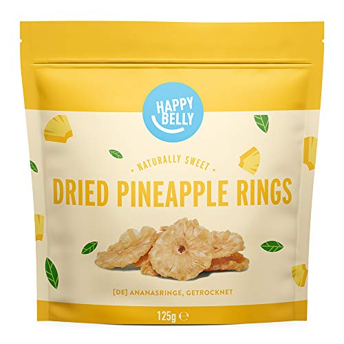 Marca Amazon - Happy Belly Rodajas de piña deshidratadas, 6 x 125g