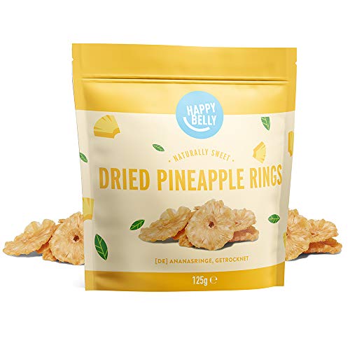 Marca Amazon - Happy Belly Rodajas de piña deshidratadas, 6 x 125g