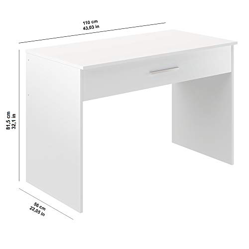 Marca Amazon - Movian Indre Modern - Escritorio con 1 cajón, 56 x 110 x 73 cm (blanco)