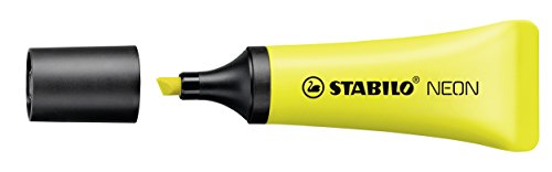 Marcador fluorescente STABILO NEON - Cuerpo semiblando - Caja con 10 unidades - Color amarillo