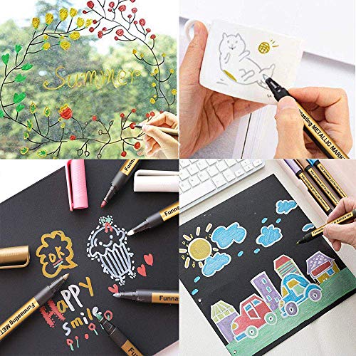 Marcadores Metálicos, Set de 10 Rotuladores Metálicos Premium para Hacer Tarjetas, Scrapbooking, Album de Fotos de Bricolaje, Plástico, Vidrio, Metal, Madera, Piedra