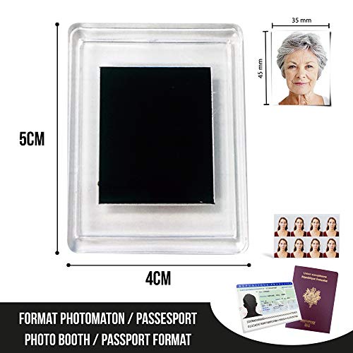 Marco de fotos magnético para nevera (lote de 20) – 4 x 5 cm – Imán magnético para frigorífico acrílico transparente –Formato de foto identificado